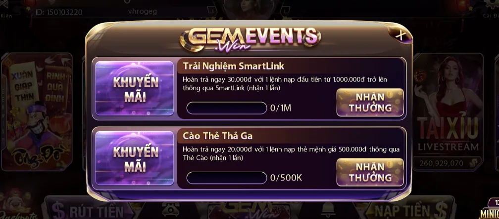 Điểm qua 1 số khuyến mãi đỉnh cao tại sân chơi Gemwin