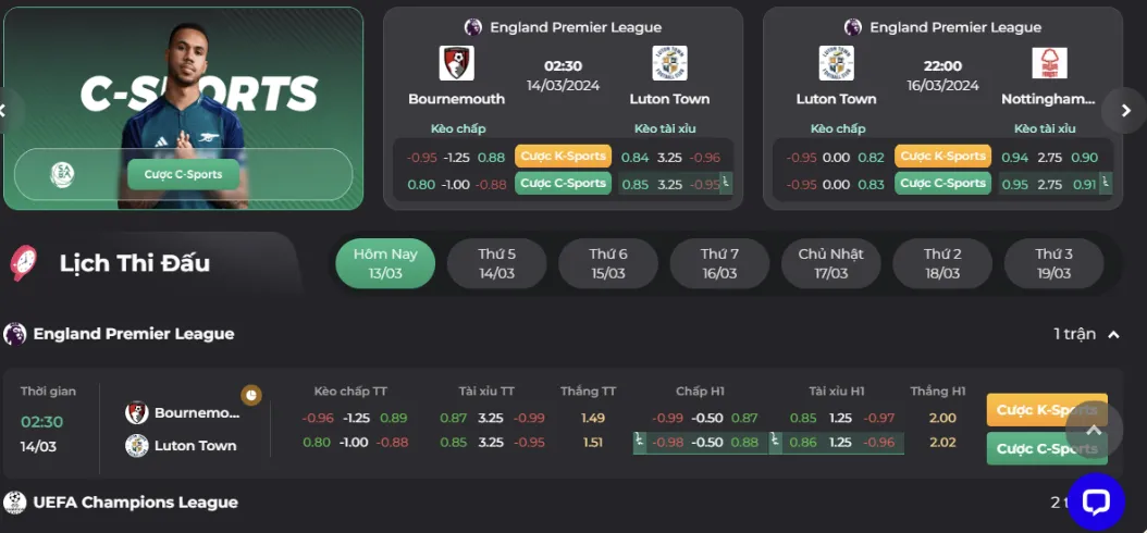 Cược thể thao bùng nổ