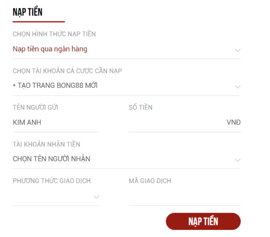 Thông tin các hình thức nạp tiền tại MIBET